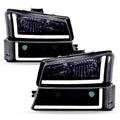 Smoke LED DRL Headlights For 2003-2006 Chevy Silverado Avalanche Bumper Lamps