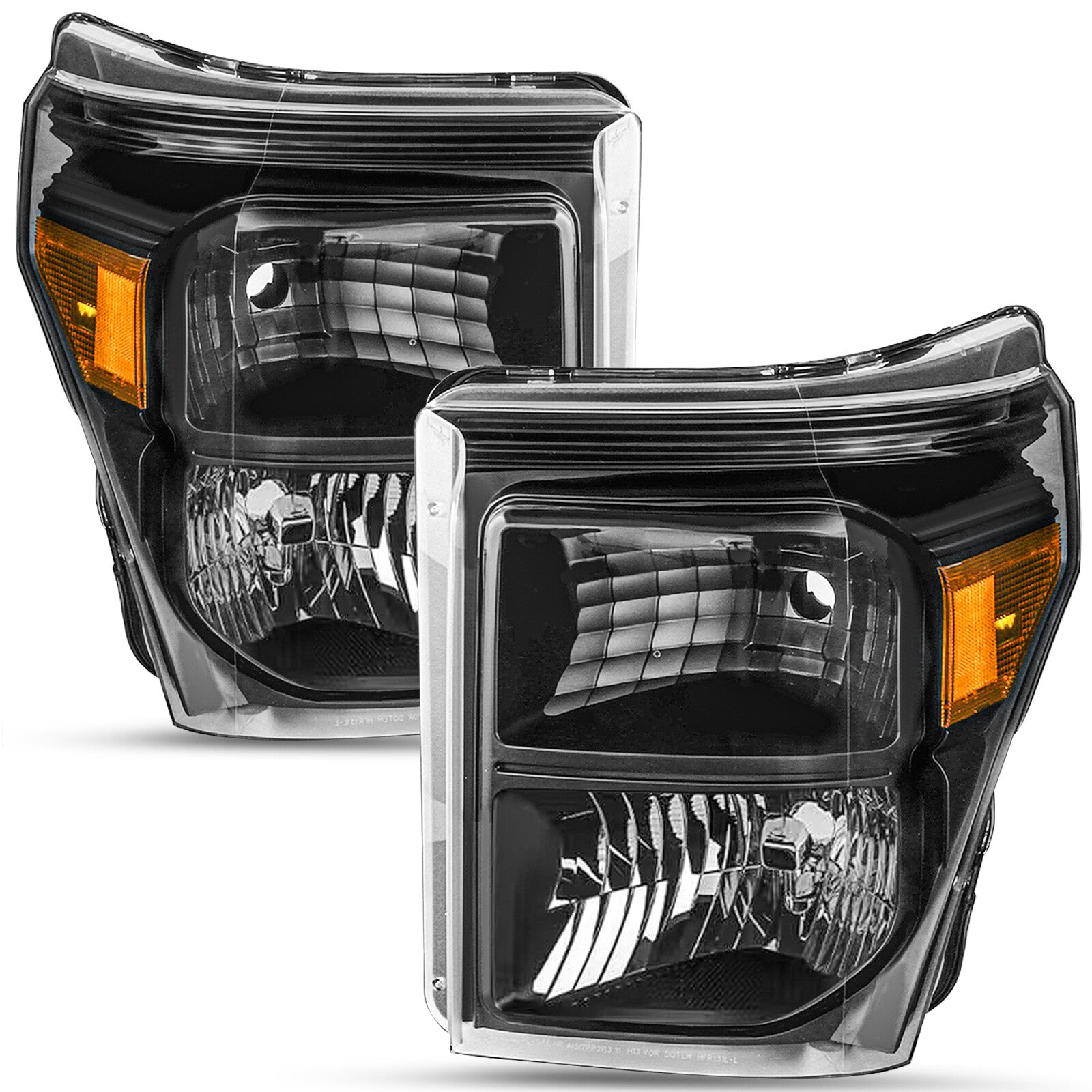 For 2011-2016 Ford F250 F350 F450 F550 Super Duty Pickup Black Headlights Pair