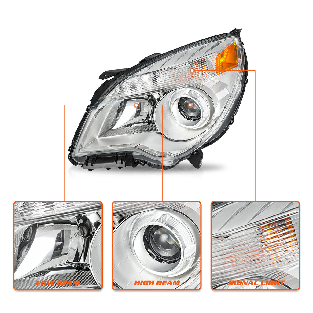 for 2010-2015 Chevy Equinox Projector Halogen Headlights Left+Right Set w/Bulds