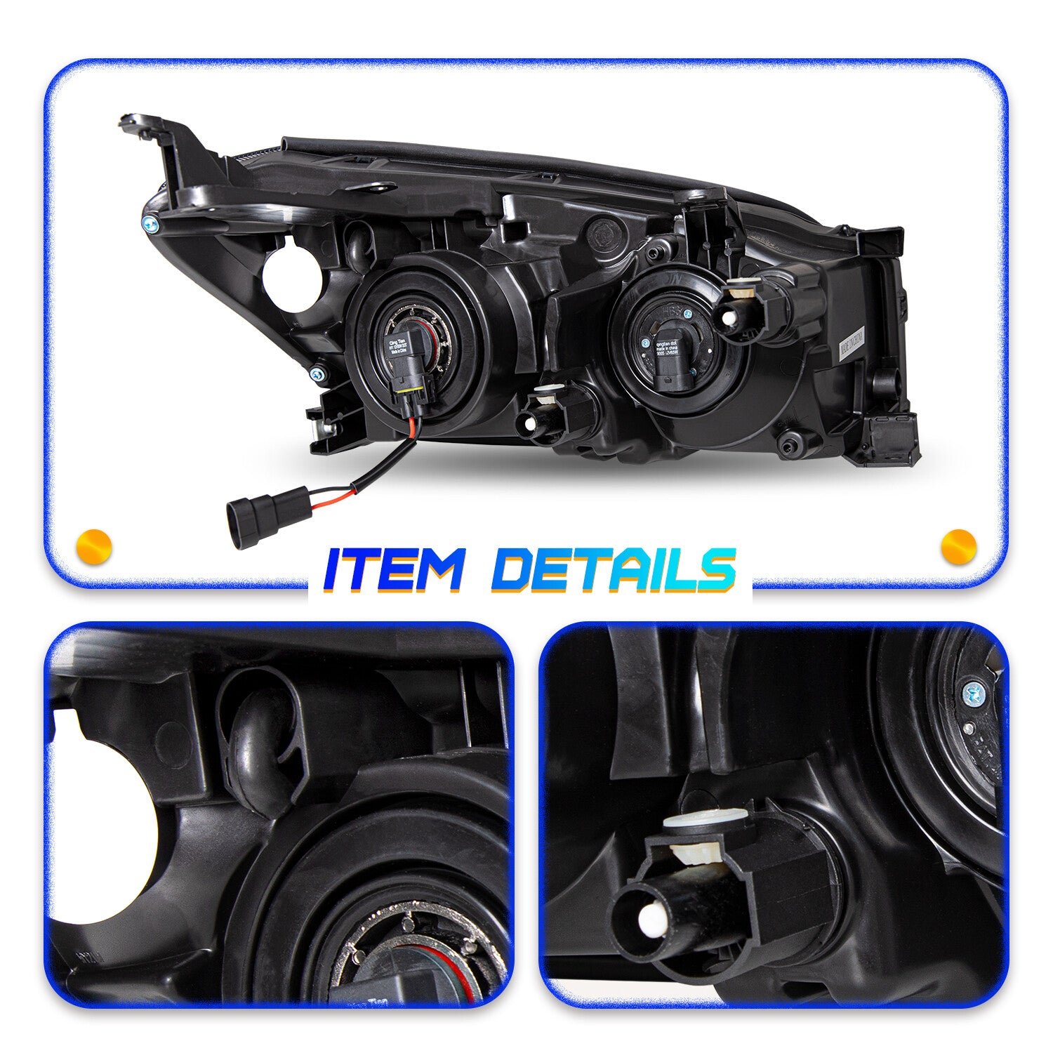 For 2009-2012 Toyota RAV4 Black Headlights Assembly Amber Corner Lamps W/B