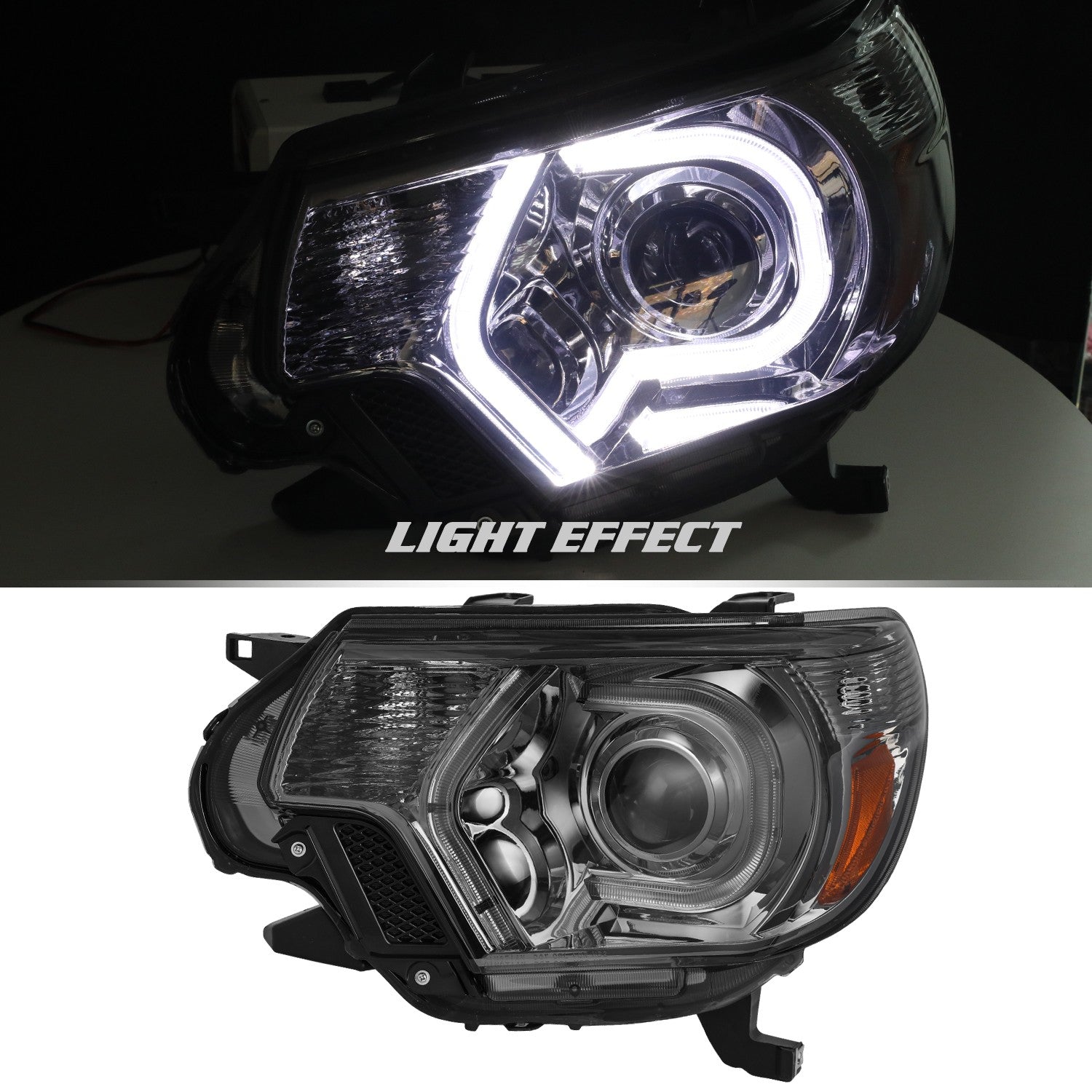 For 2012-2015 Toyota Tacoma LED DRL SMOKE Amber W/B Lamps Headlights Assembly