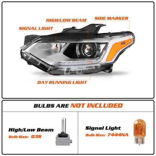Chrome HID/Xenon Projector Headlights for 2018-2021 Chevy Traverse w/ LED DRL