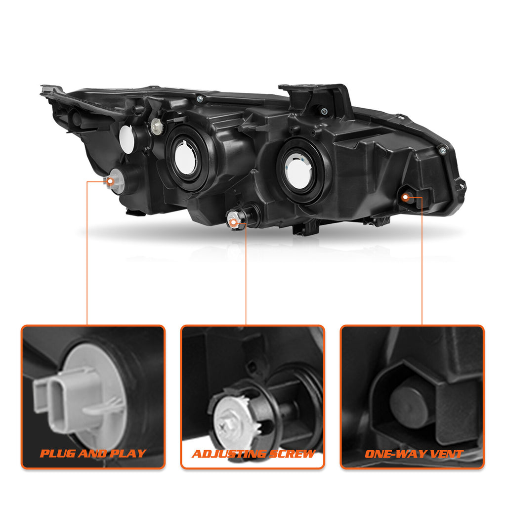 For 2016-2021 Honda Civic Black Projector W/DRL Headlights Assembly Lamps Pair