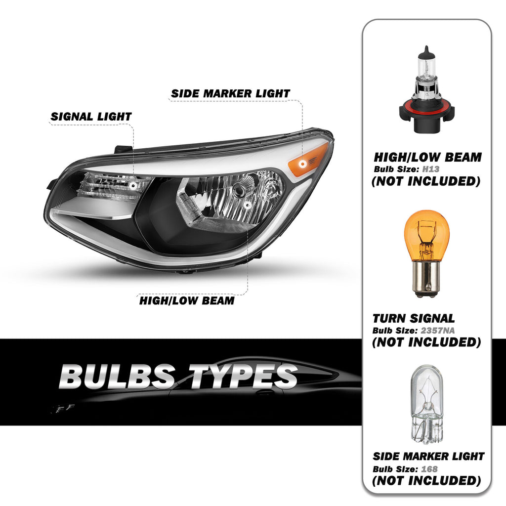 For 2014 2015 2016 2017 2018 2019 Kia Soul Halogen Headlight