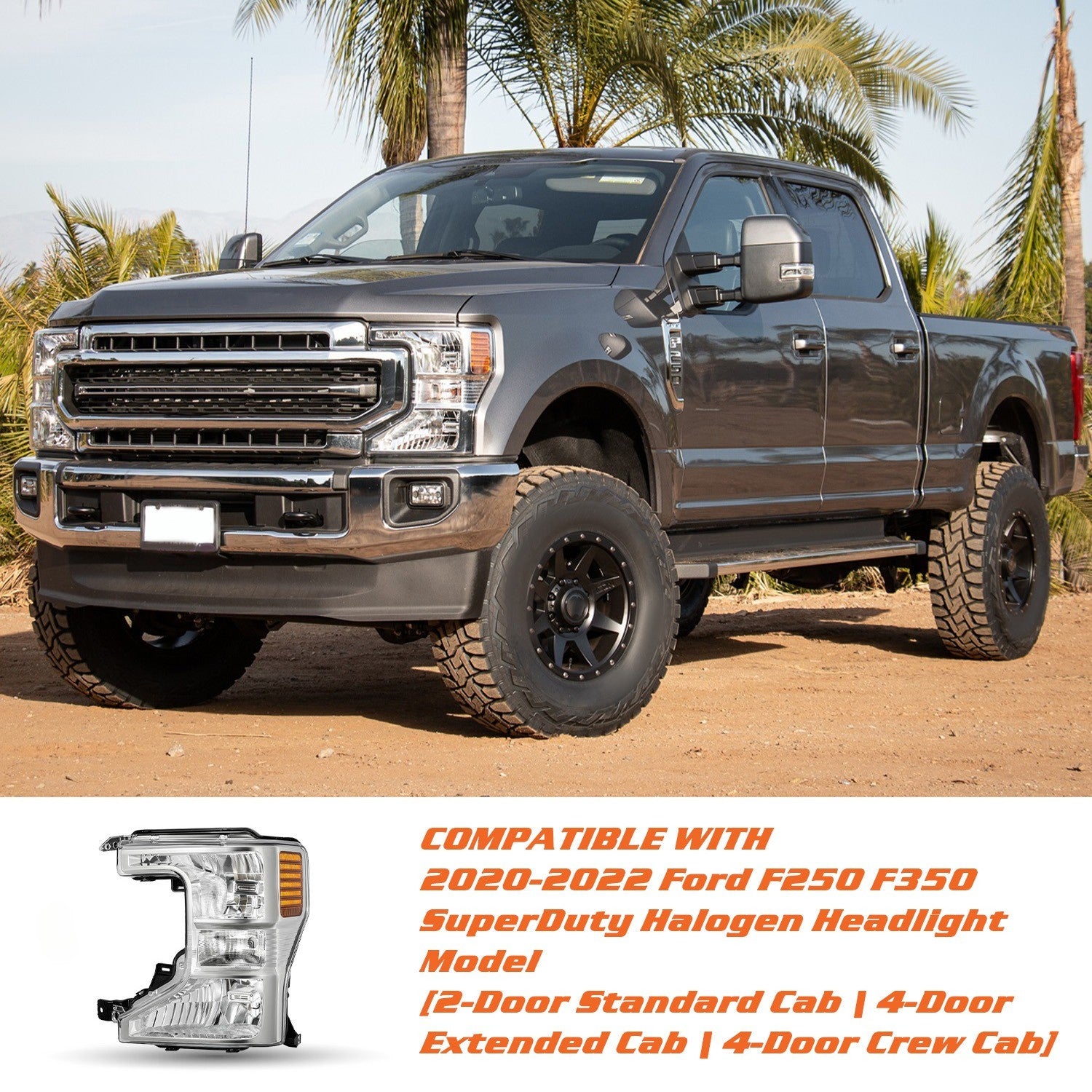 For 2020-2022 Ford F250 F350 SuperDuty Halogen Type Headlight Left Driver Side