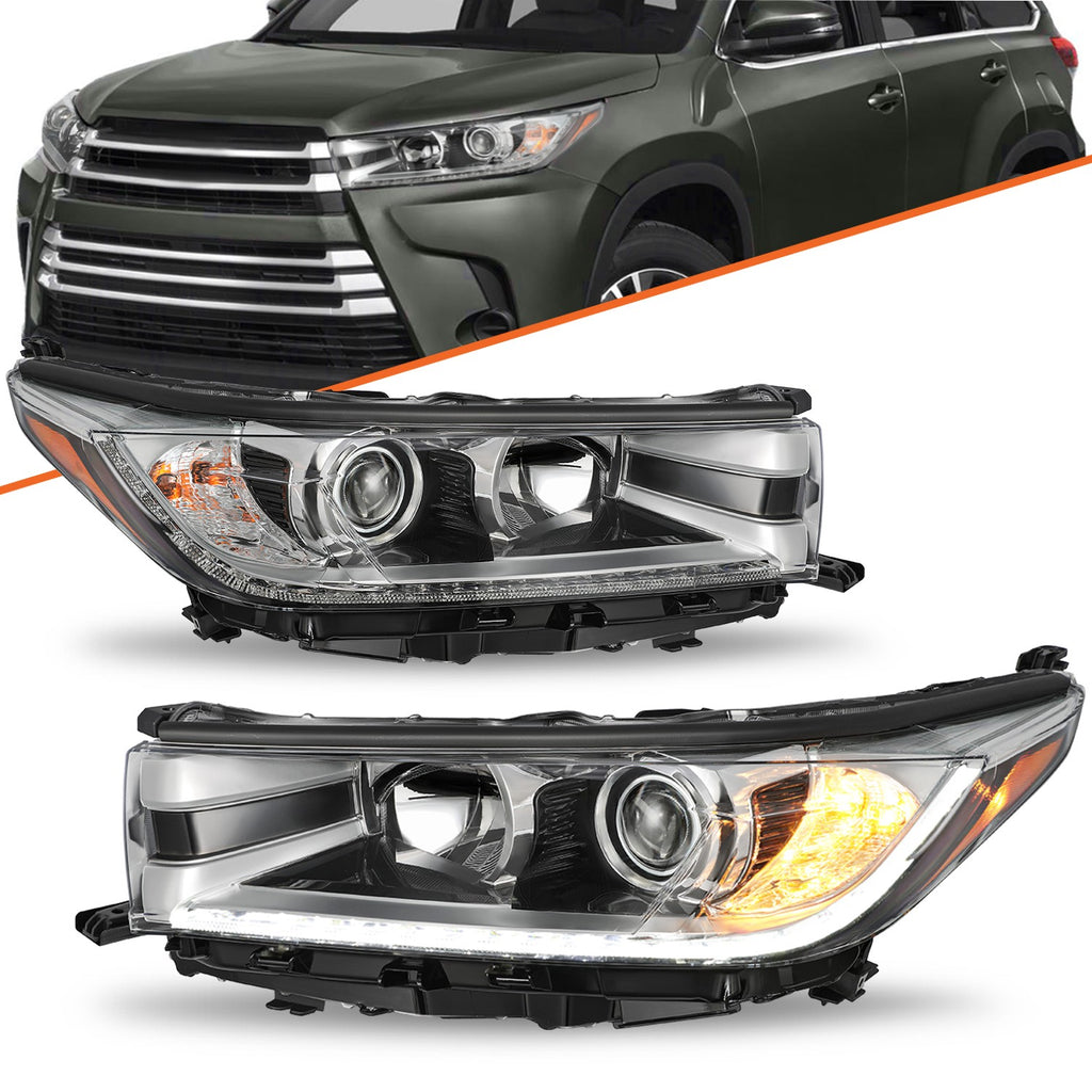 For 2017 2018 2019 Toyota Highlander SE w/ LED DRL Headlights L+R Headlamp Pair