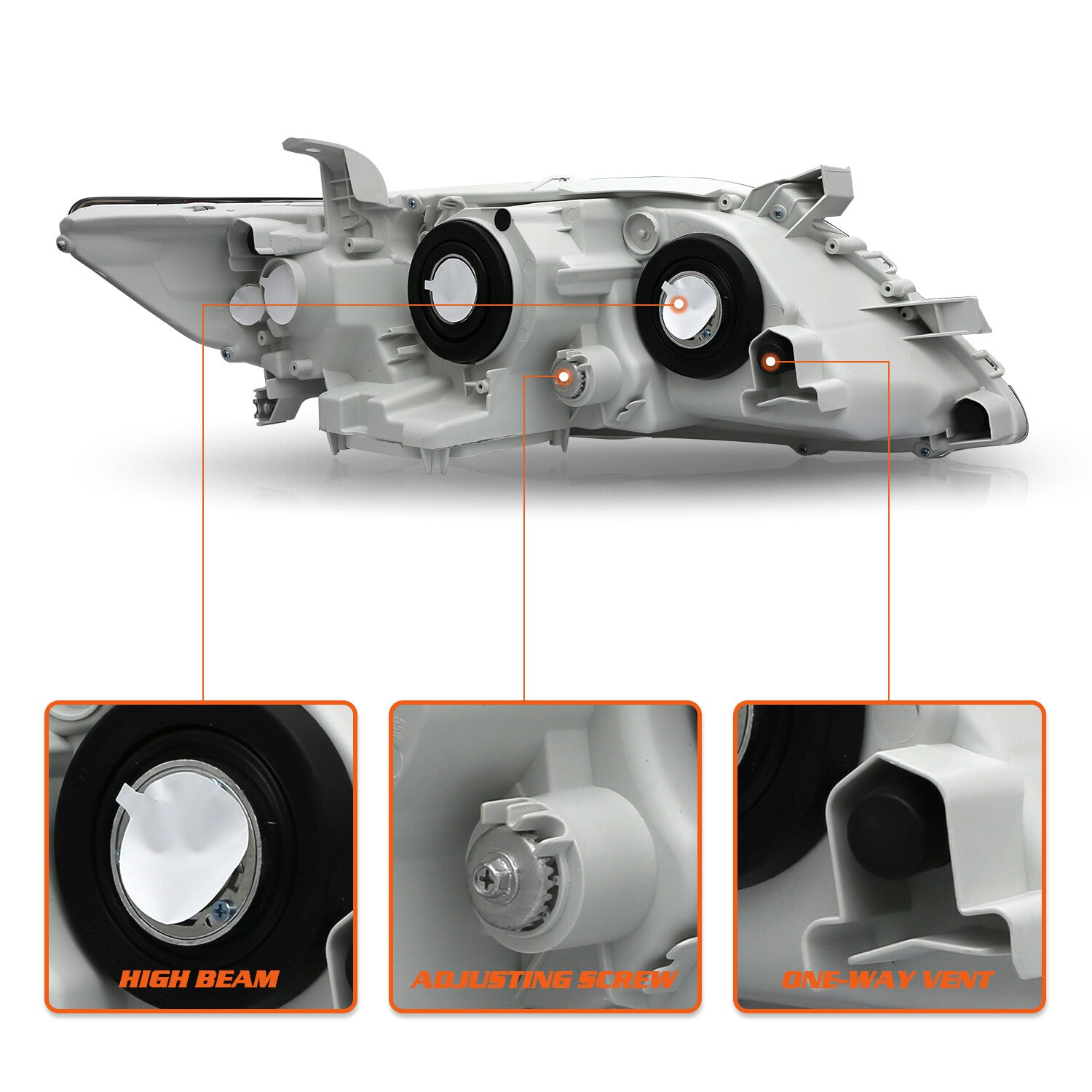 For 2007 2008 2009 Toyota Camry Headlight Set Chrome Headlamp Assembly Left Side