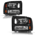 For 2005 2006 2007 Ford F250 F350 F450 F550 Super Duty Black Headlights Lamps