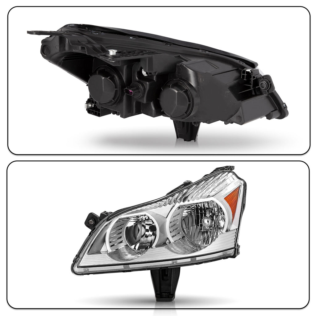 Chrome Headlight For 2009-2012 Chevy Traverse Headlamp W/ Bulb Left Driver
