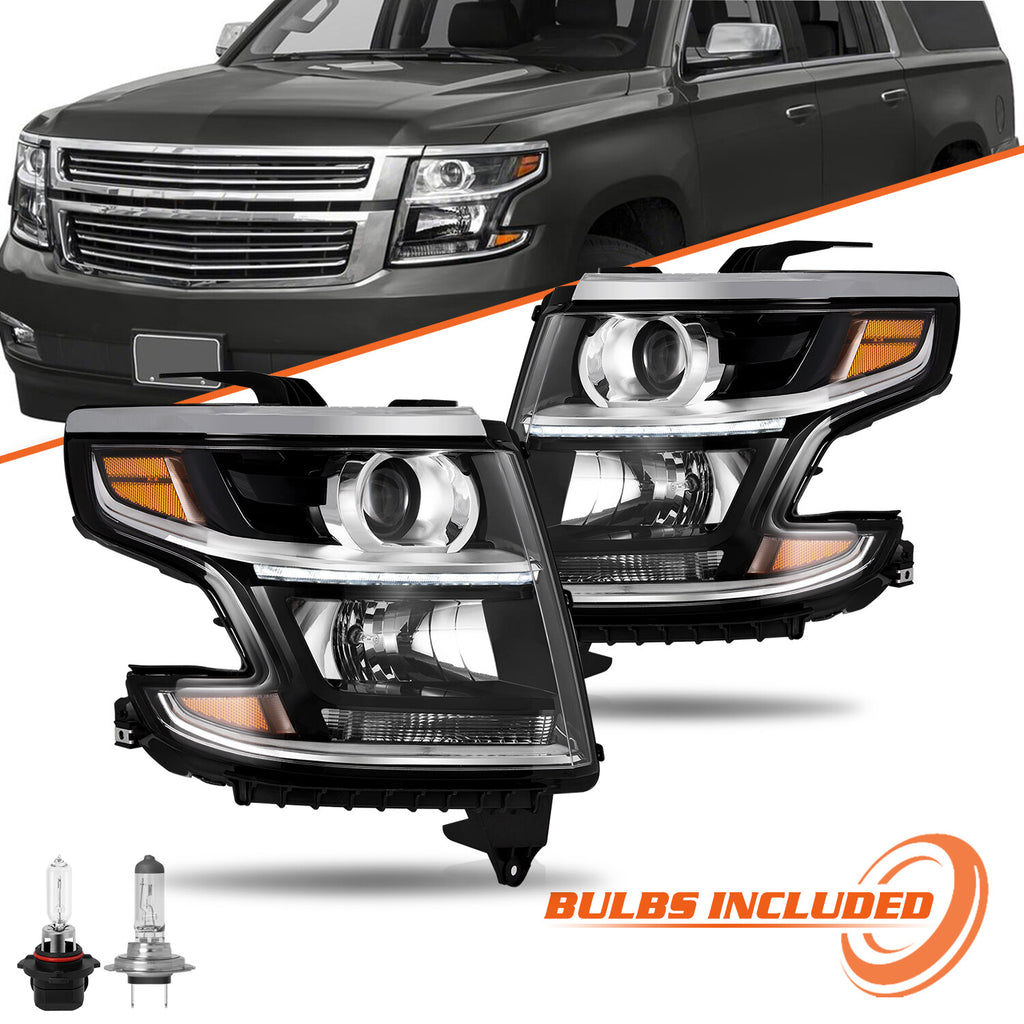Projector Headlights w/LED DRL For 2015-2020 Chevy Tahoe Suburban Headlamps L&R