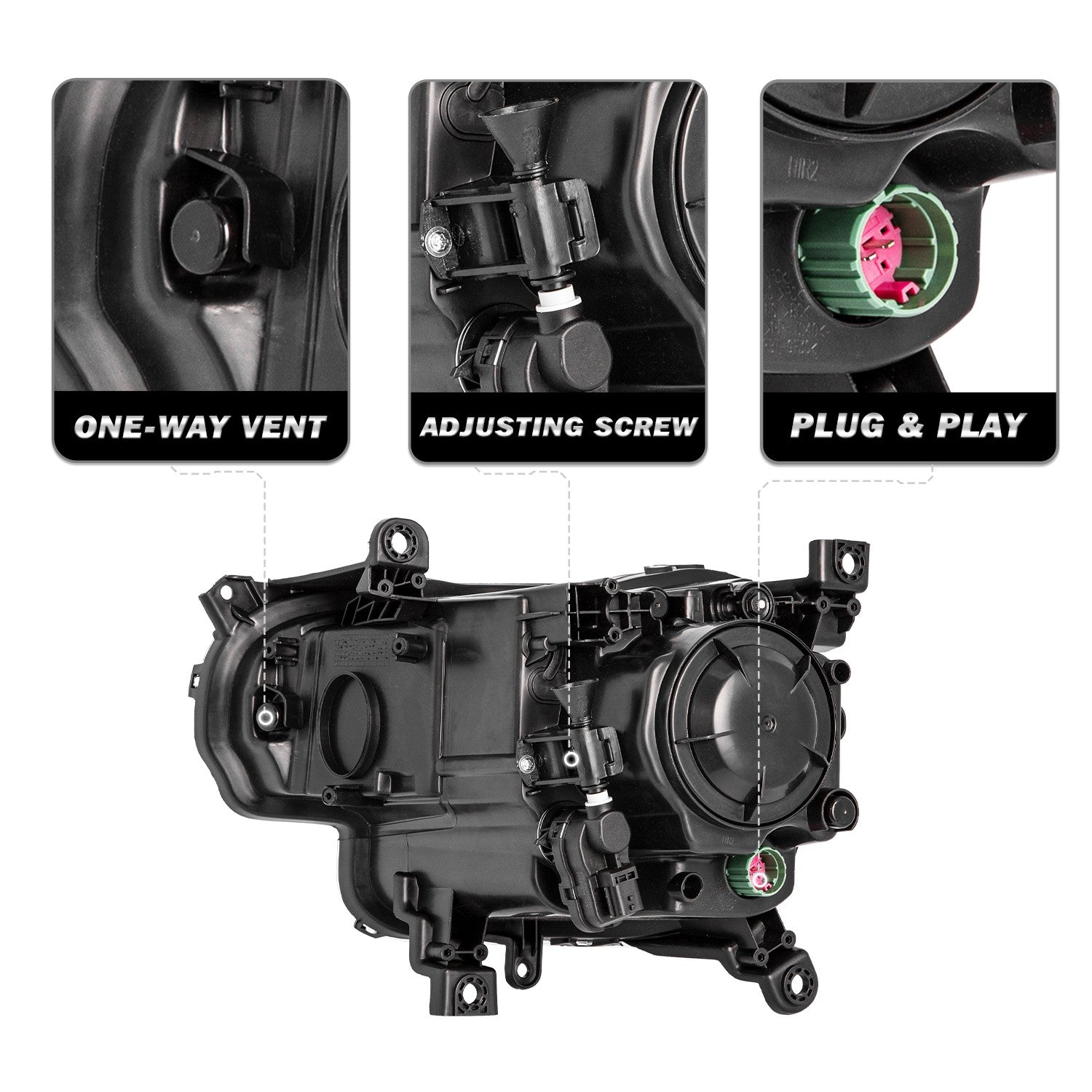 For 2014-2018 Jeep Cherokee Passenger Side Projector Black Halogen Headlight RH