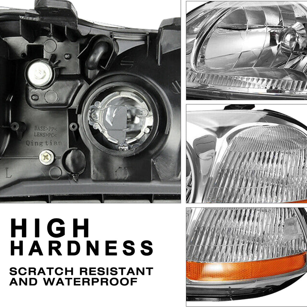 For 1996 1997 1998 Honda Civic EK EJ Chrome Headlights Assembly Headlamps