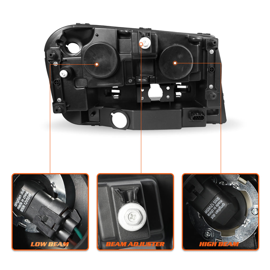 For 2002-2009 Chevy Trailblazer Black Housing Headlights Headlamps Assembly PAIR