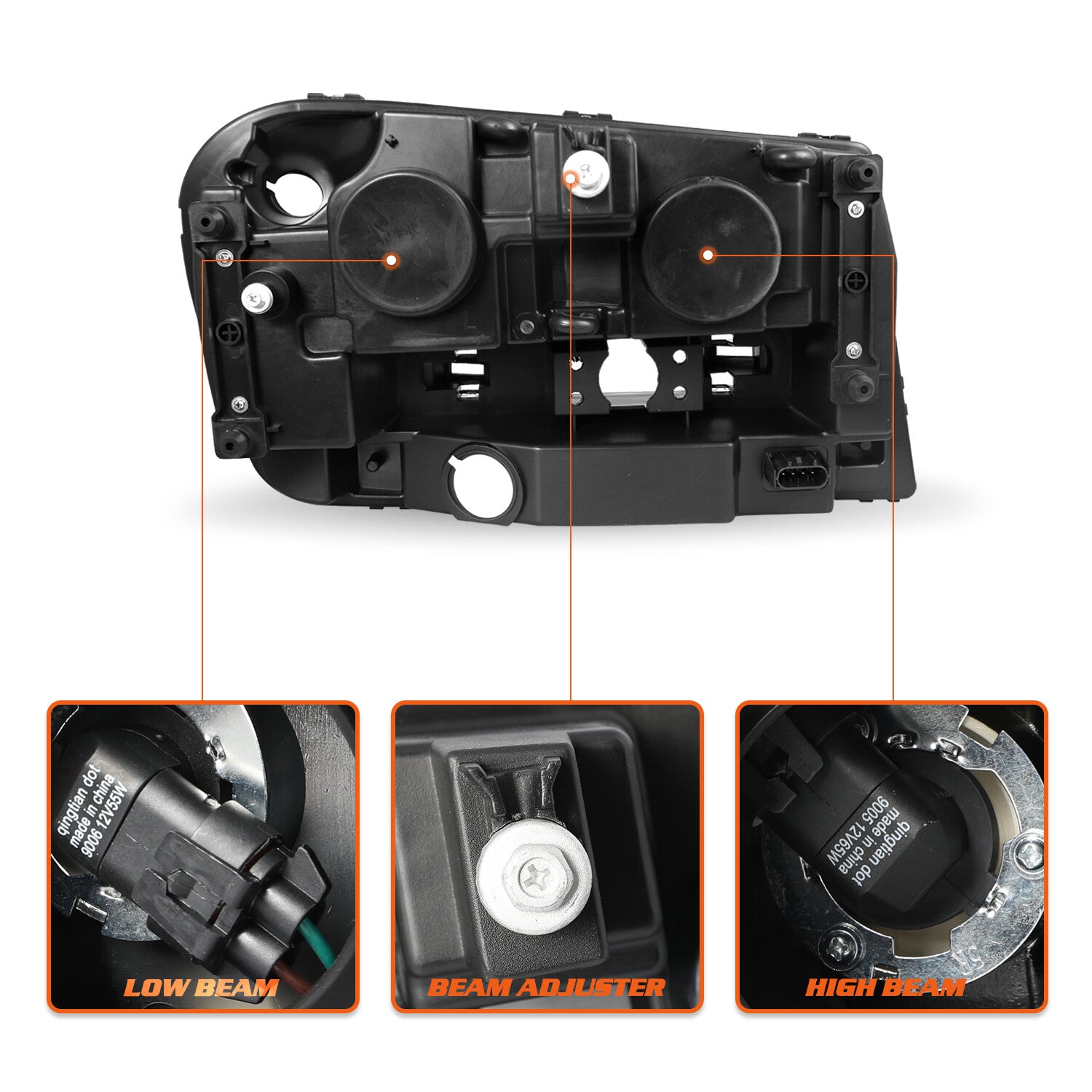 For 2002-2009 Chevy Trailblazer Black Housing Headlights Headlamps Assembly PAIR