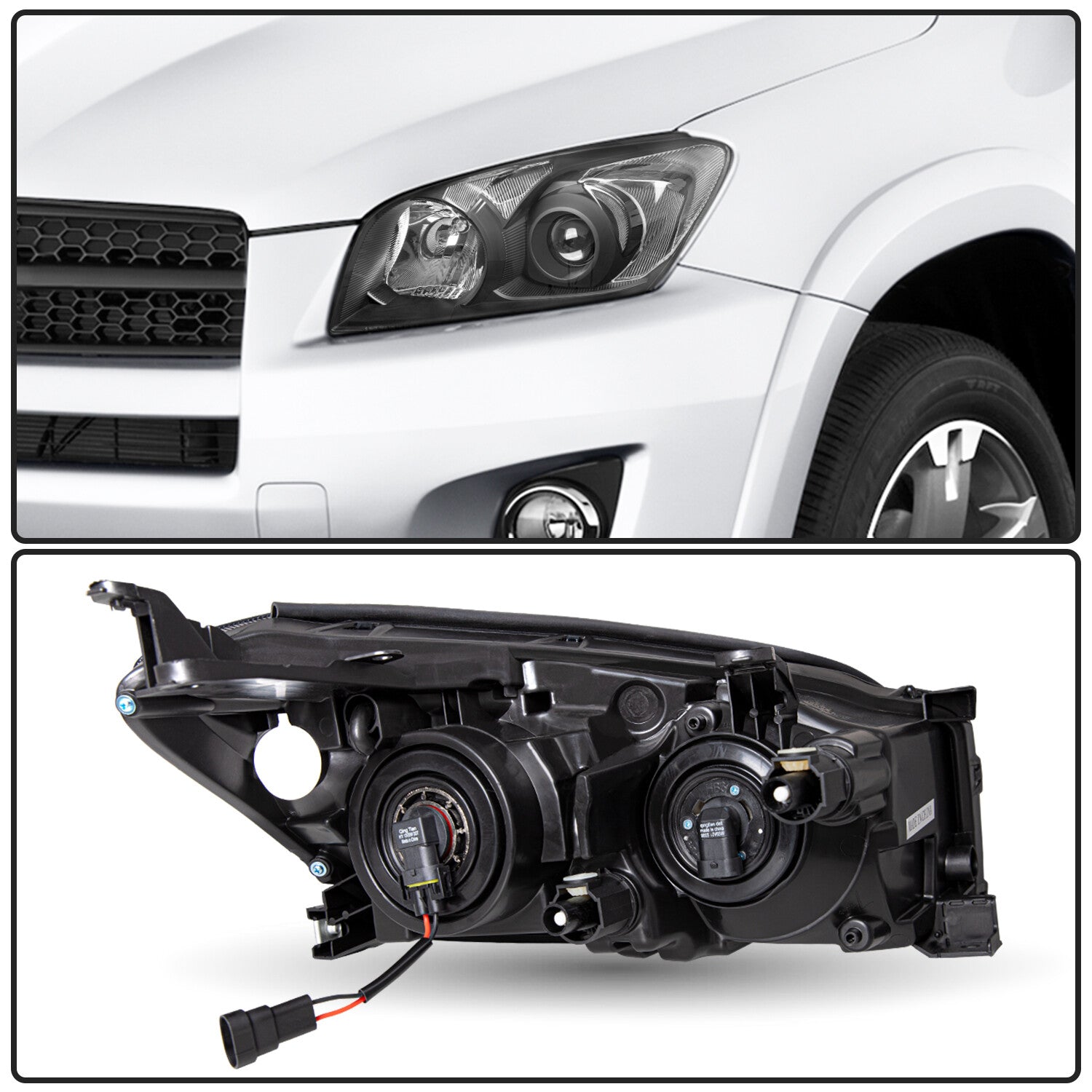 For 2009-2012 Toyota RAV4 RAV-4 Black Headlights Clear Corner Headlamps Pair