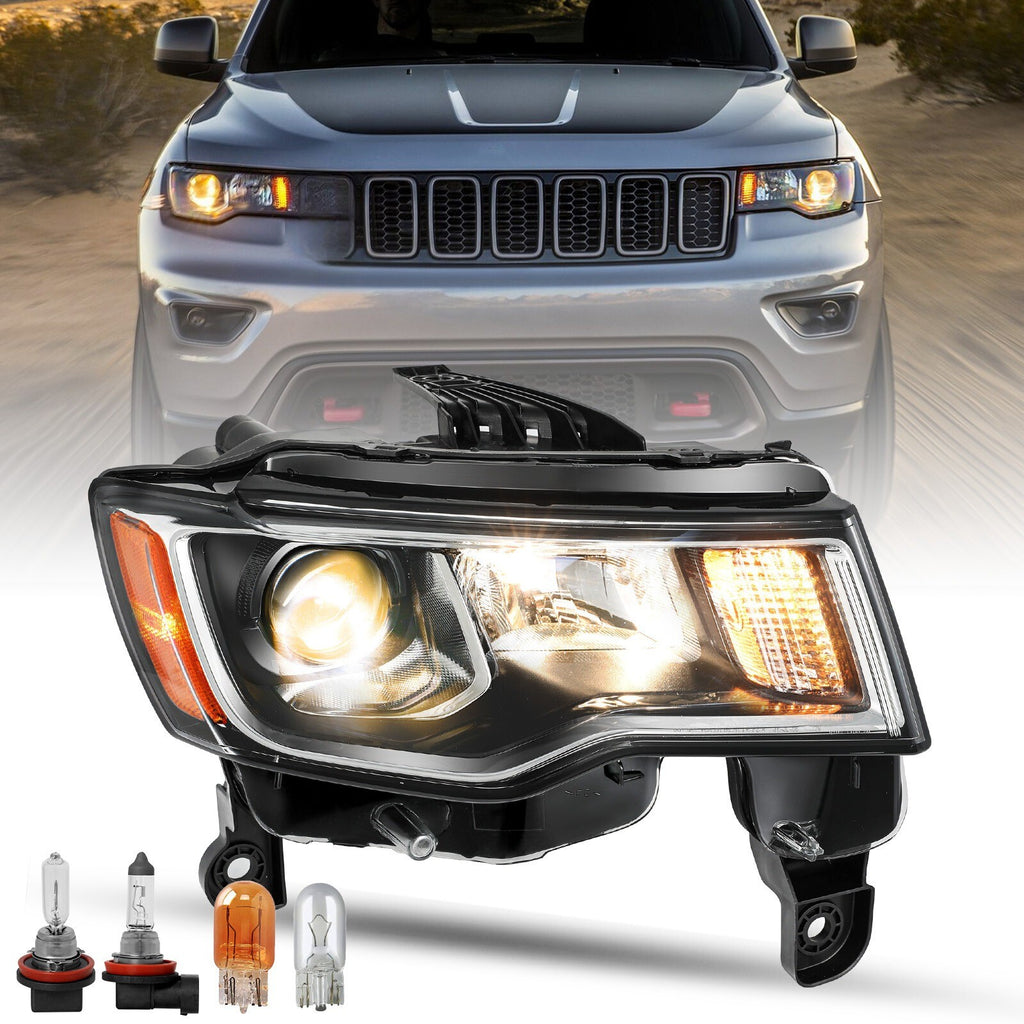Chrome Trim Projector Halogen Headlight For 2017-2021 Jeep Grand Cherokee Right
