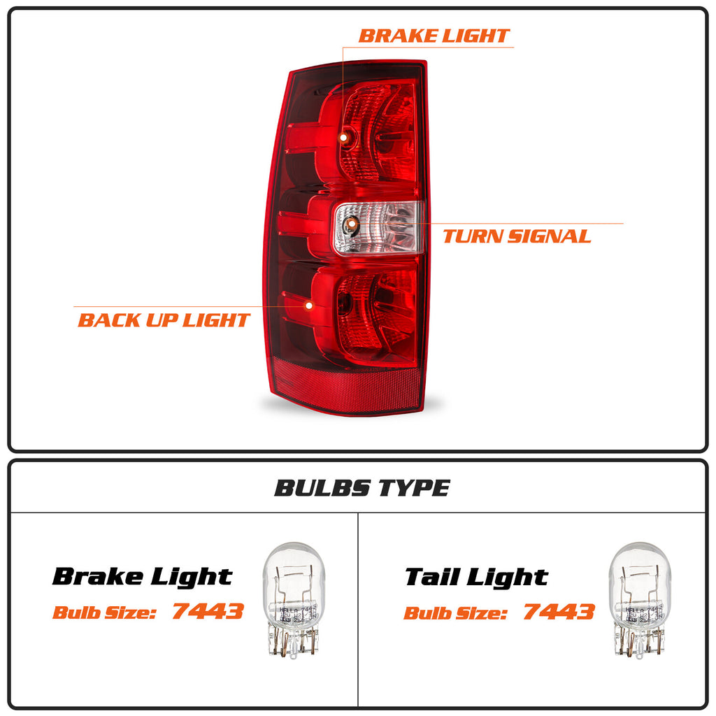 For 2007-2014 Chevy Avalanche Suburban Tahoe Chrome Amber Headlight+Tail Lights