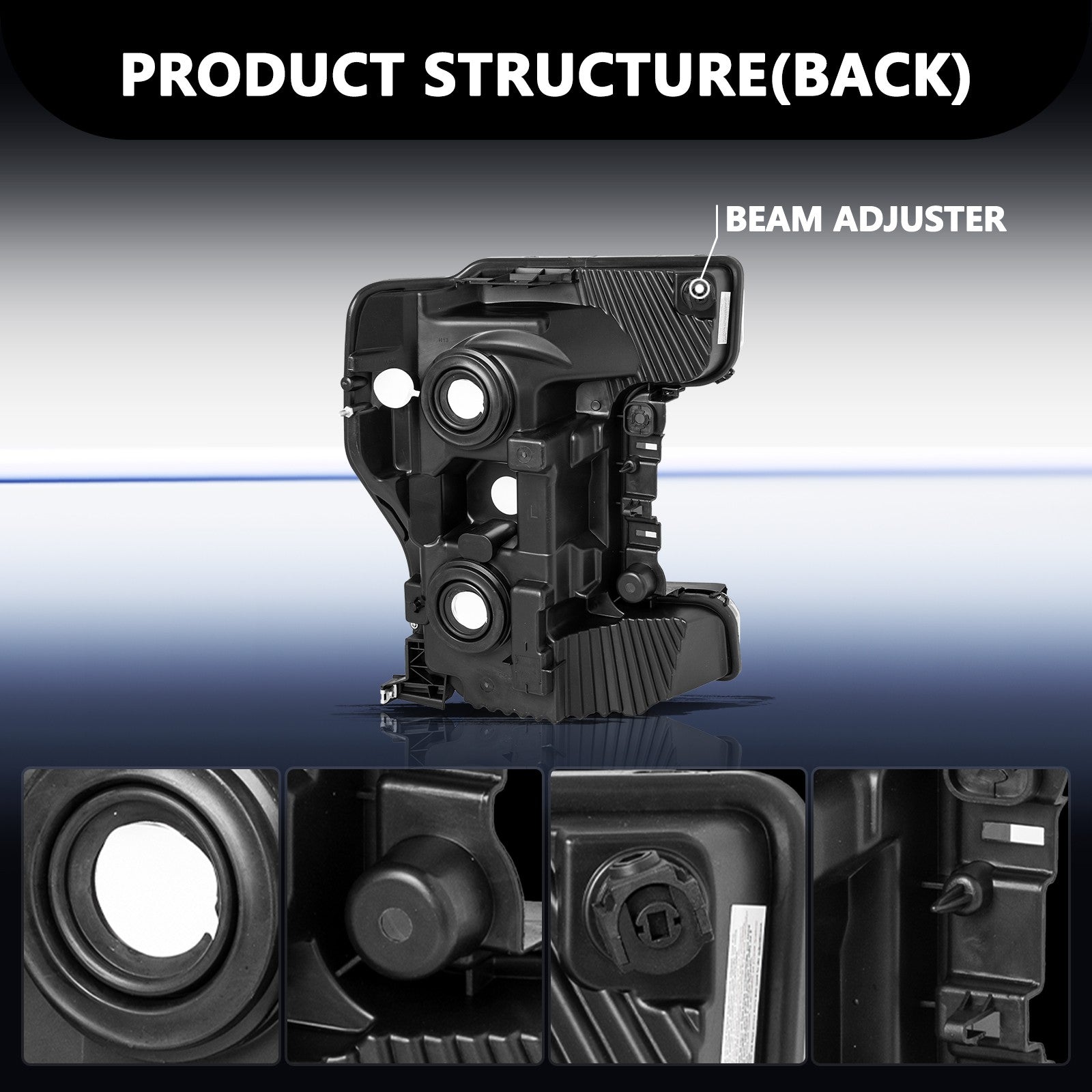 For 2017-2019 Ford F250 F350 SuperDuty Halogen Black Headlights lamps Left+Right