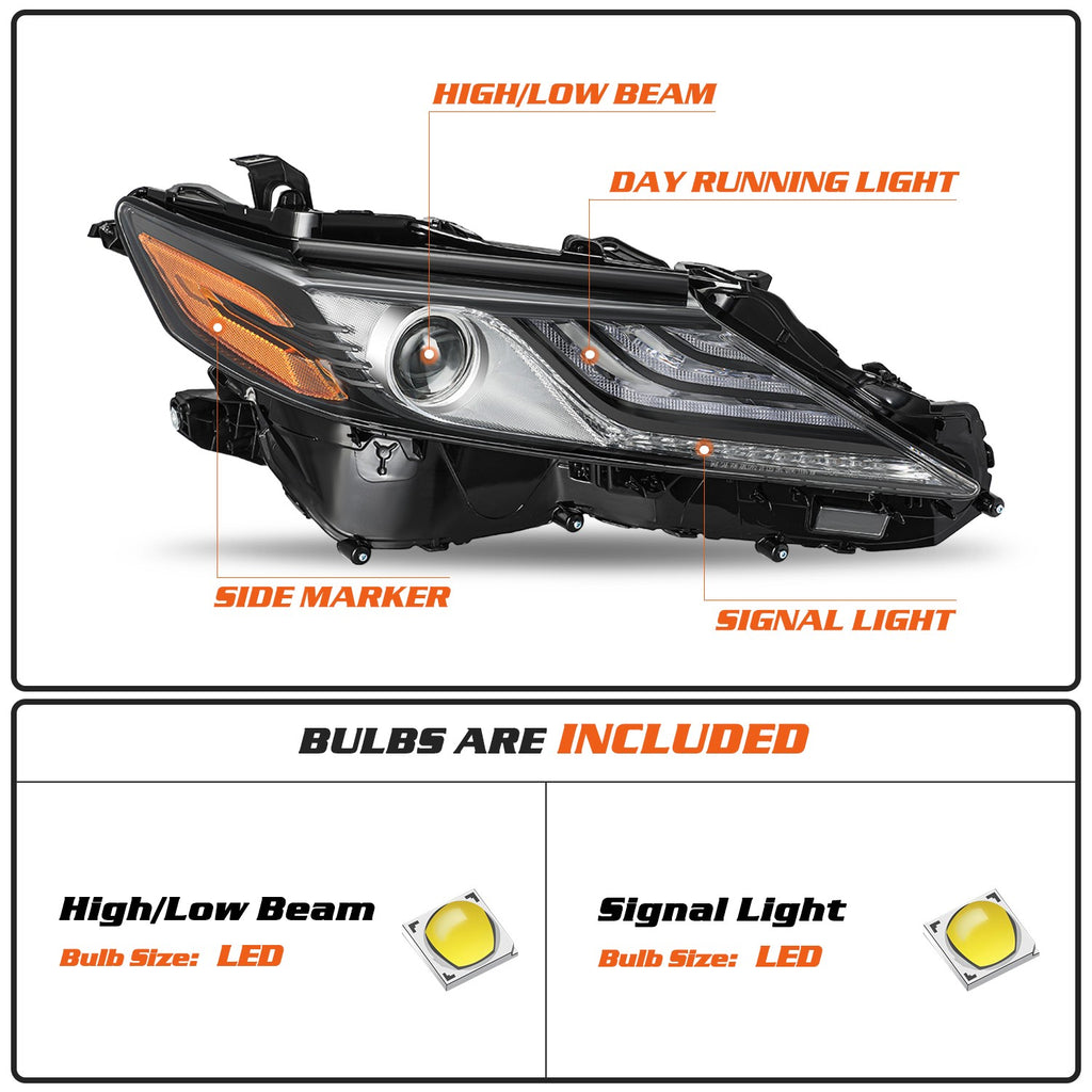 Full LED Passenger Right Headlight Assembly For 2021 2022 2023 Toyota Camry XSE