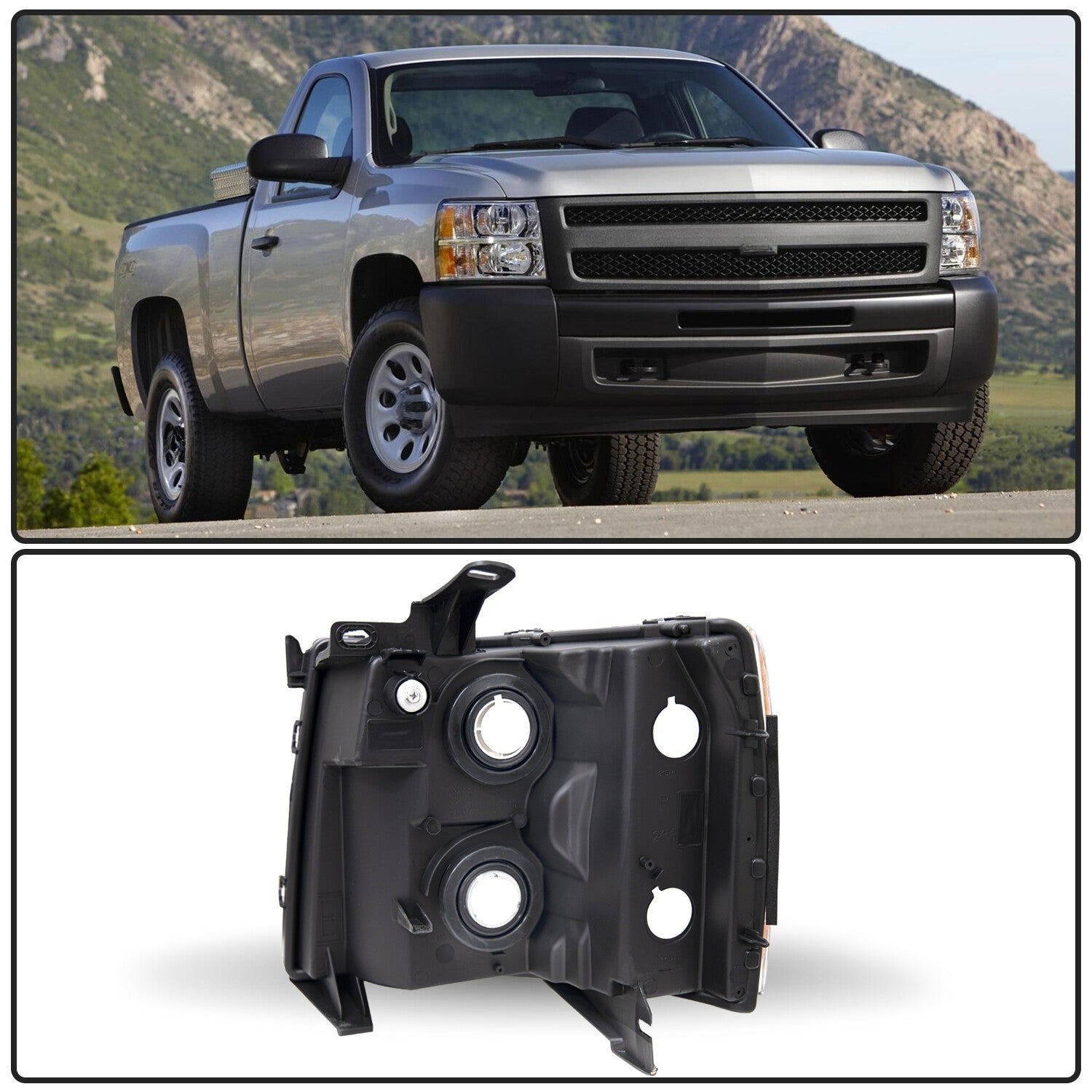 For 2007-2014 Chevy Silverado 1500 2500HD Chrome Headlight Passenger Right Side