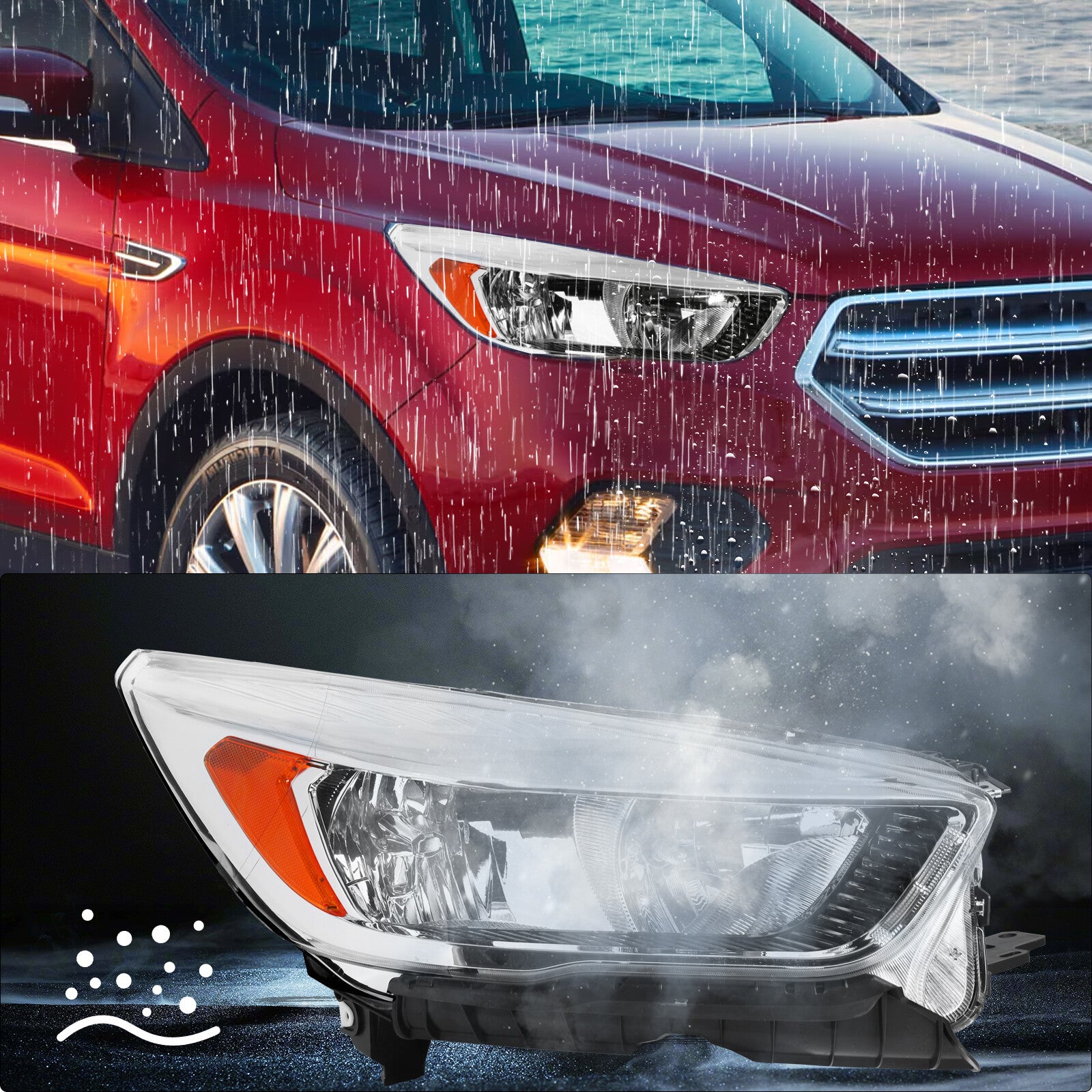 For 2017 2018 2019 Ford Escape Halogen w/o LED Headlight lamp Passenger Side RH