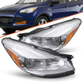 Pair For 2013 2014 2015 2016 Ford Escape SUV Chrome Halogen Headlights Assembly