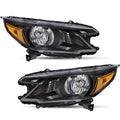 For 2012 2013 2014 Honda CR-V Black Headlights Assembly Amber Corner Lamps Pair