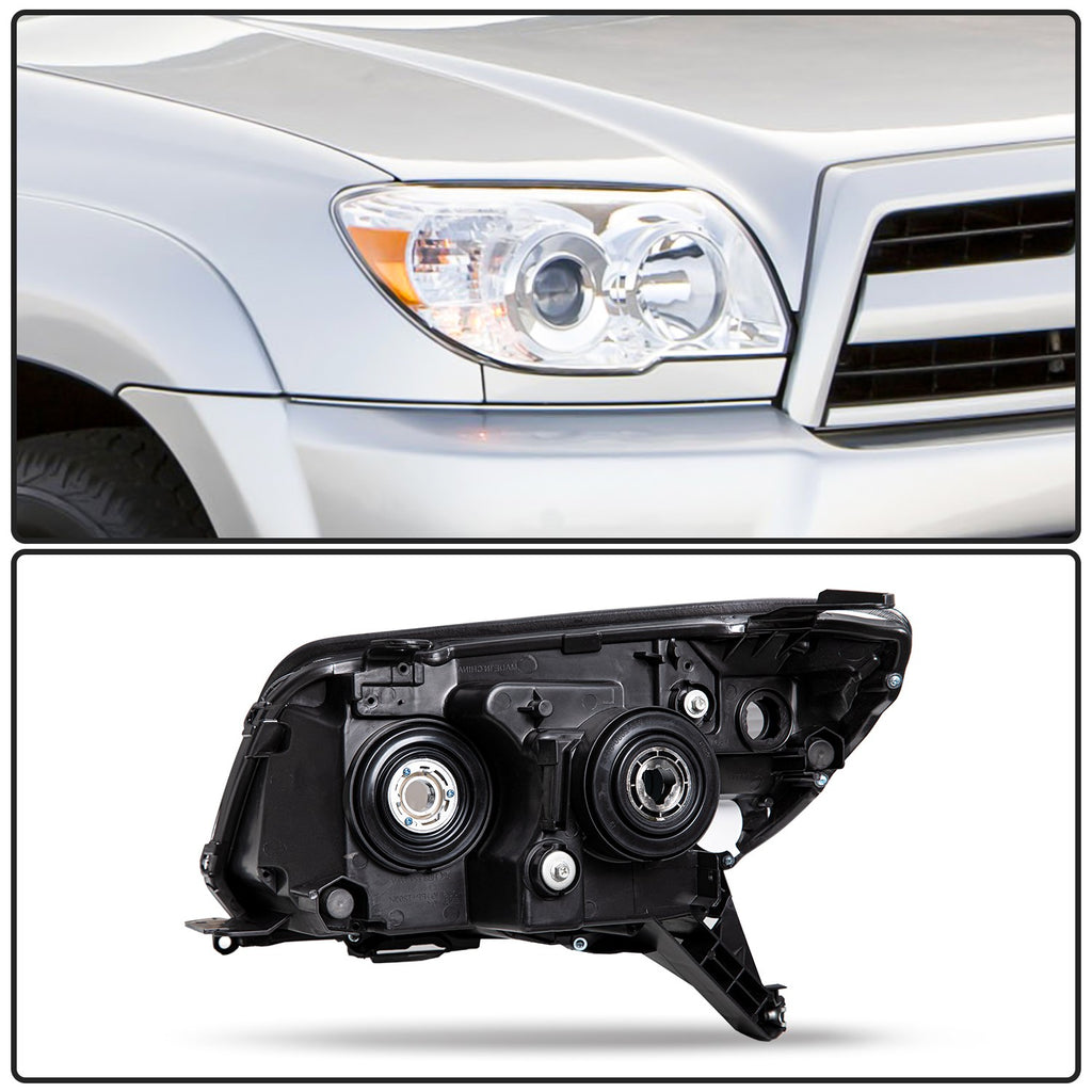 For 2006-2009 Toyota 4Runner Chrome Headlights Amber Corner Headlamps Right Side