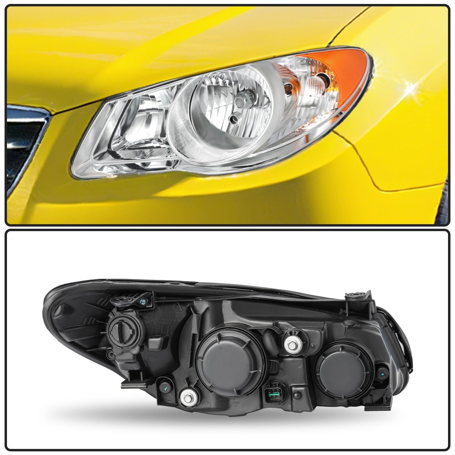 W/Bulb For 2007 2008 2009 2010 Hyundai Elantra Headlight Assembly Set Front Pair