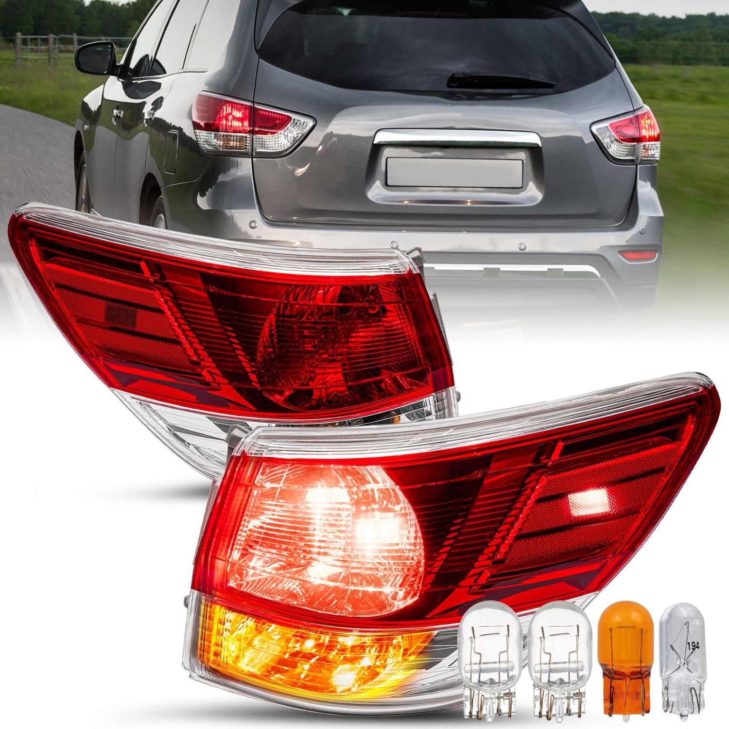 For 2013 2014 2015 2016 Nissan Pathfinder Rear Outer Tail Lights Assembly Pair