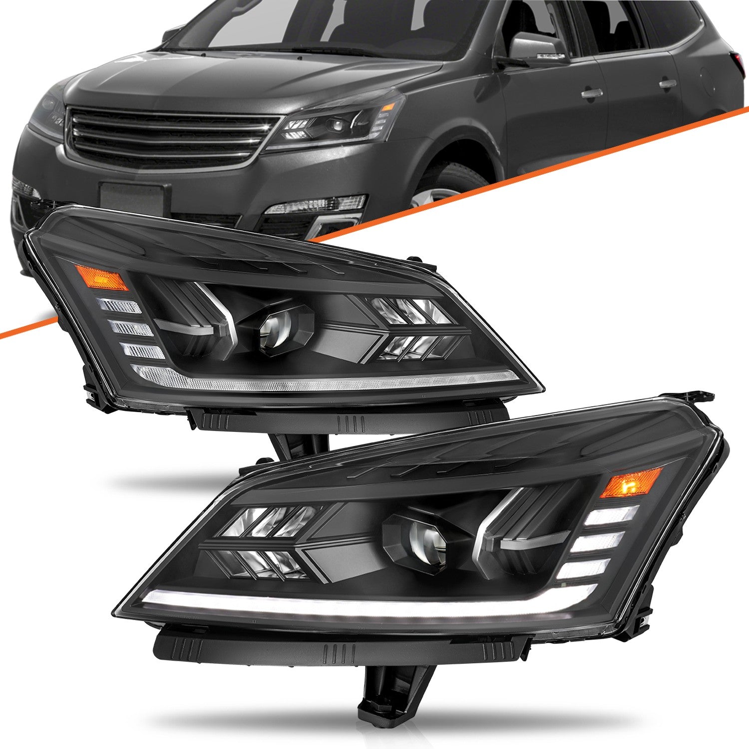 For 2013-2017 Chevy Traverse Headlamps Full Led Headlights Left & Right