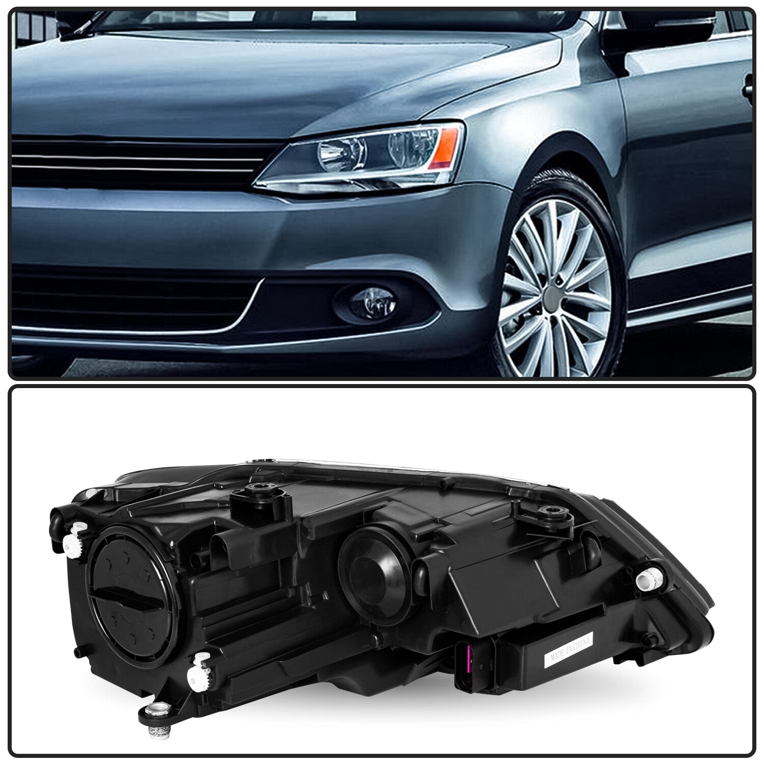 For 2011-2018 Volkswagen Jetta Chrome Amber Halogen Headlight Assembly Headlamp