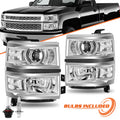 Chrome Projector Headlights For 2014-2015 Chevy Silverado 1500 Trim Headlamp w/B