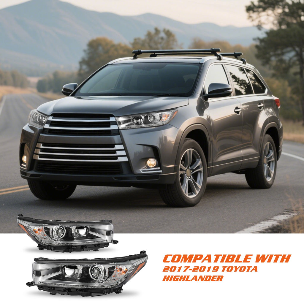 For 2017 2018 2019 Toyota Highlander SE w/ LED DRL Headlights L+R Headlamp Pair