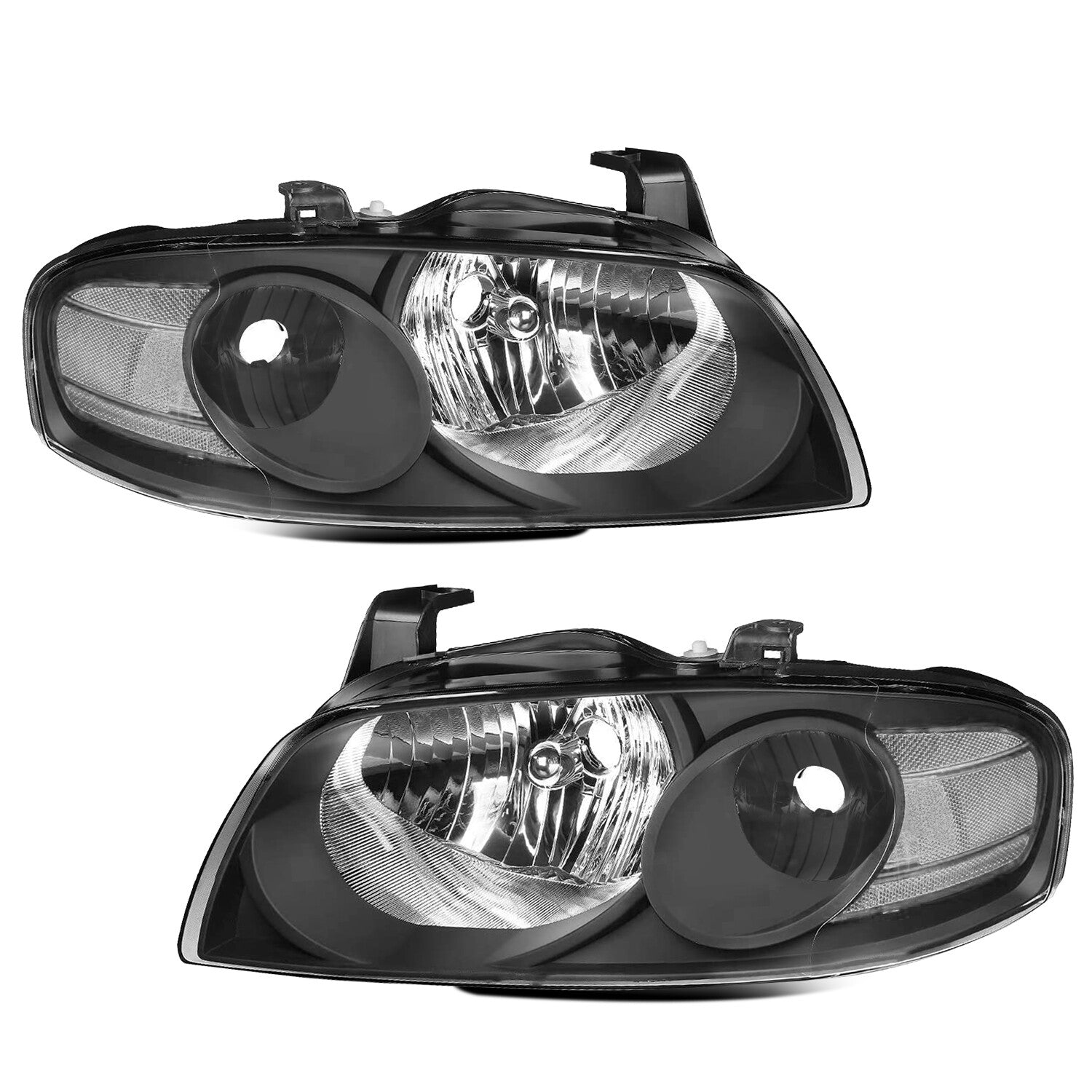 For 2004 2005 2006 Nissan Sentra SE-R Black Headlights Clear Corner Lamps Pair