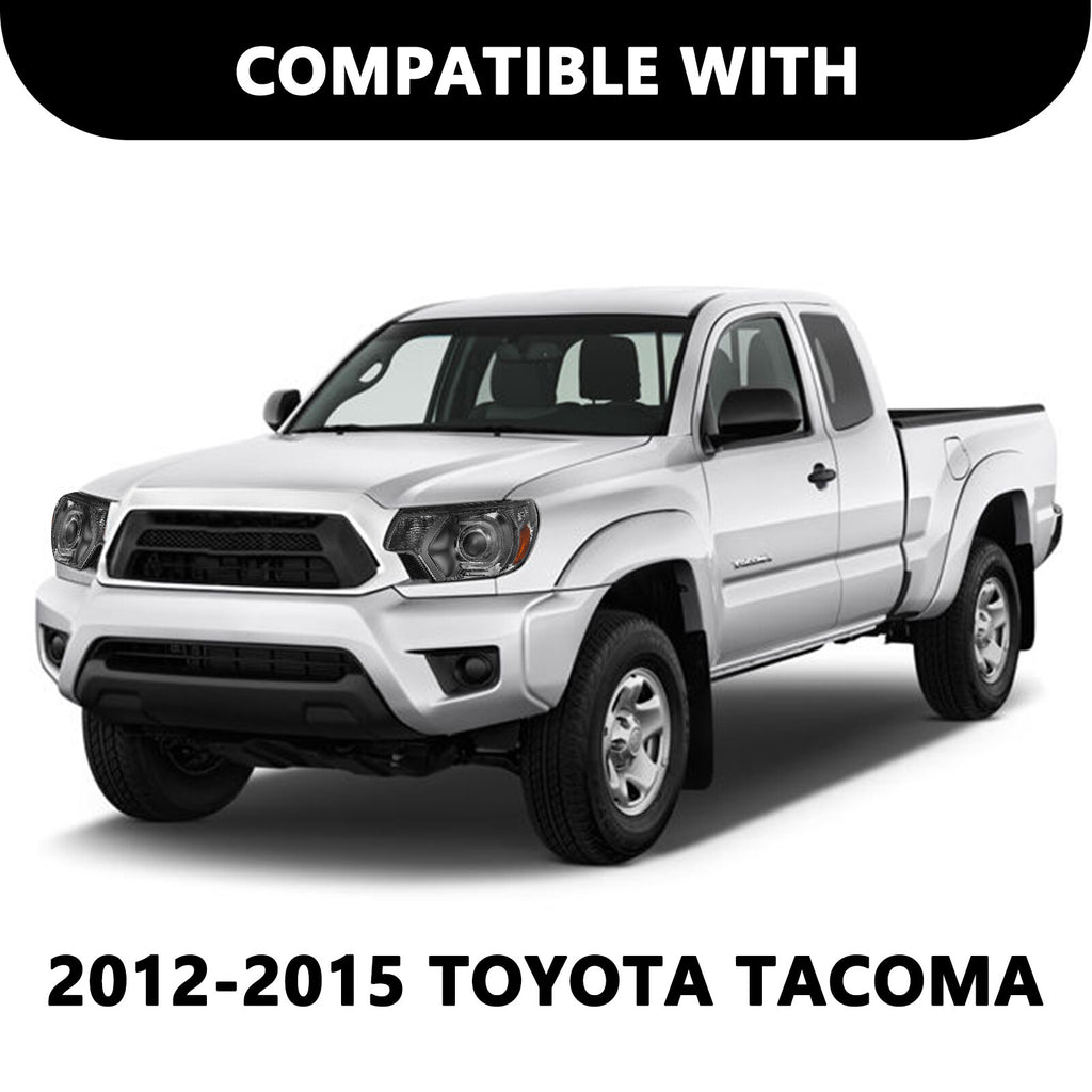 For 2012-2015 Toyota Tacoma LED DRL Strip Bar Smoke Headlights Headlamps LH+RH