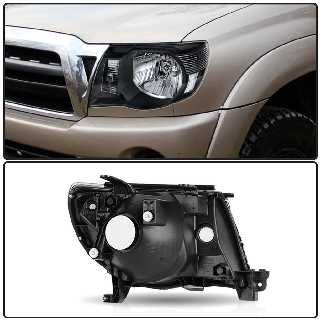 Headlight Assembly For 2005-2011 Toyota Tacoma Pickup Black Headlamps Pair