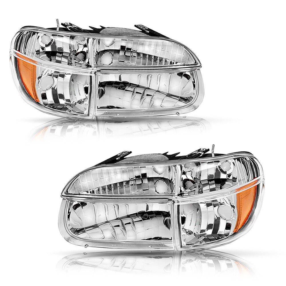 For 1995-2001 Ford Explorer Chrome Housing Amber Corner Headlight Headlights