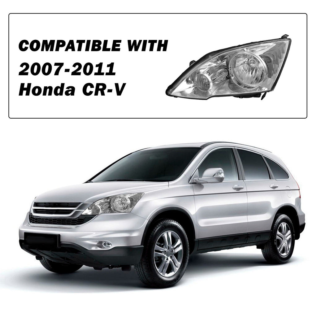 For 2007-2011 Honda CRV CR-V 4Dr Sedan Chrome Headlights Clear Corner Pair L+R