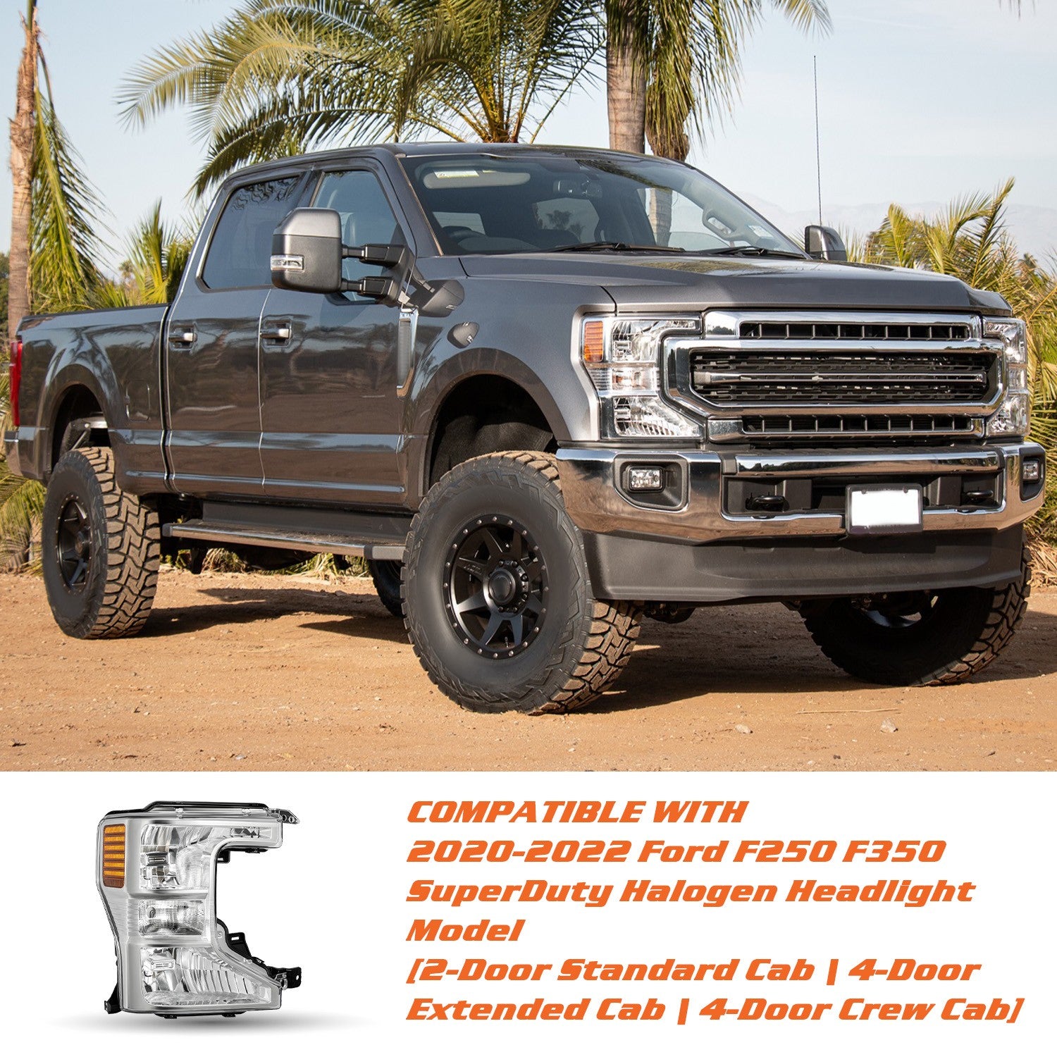 Halogen Headlight For 2020-2022 Ford F250 F350 Super Duty Right Passenger