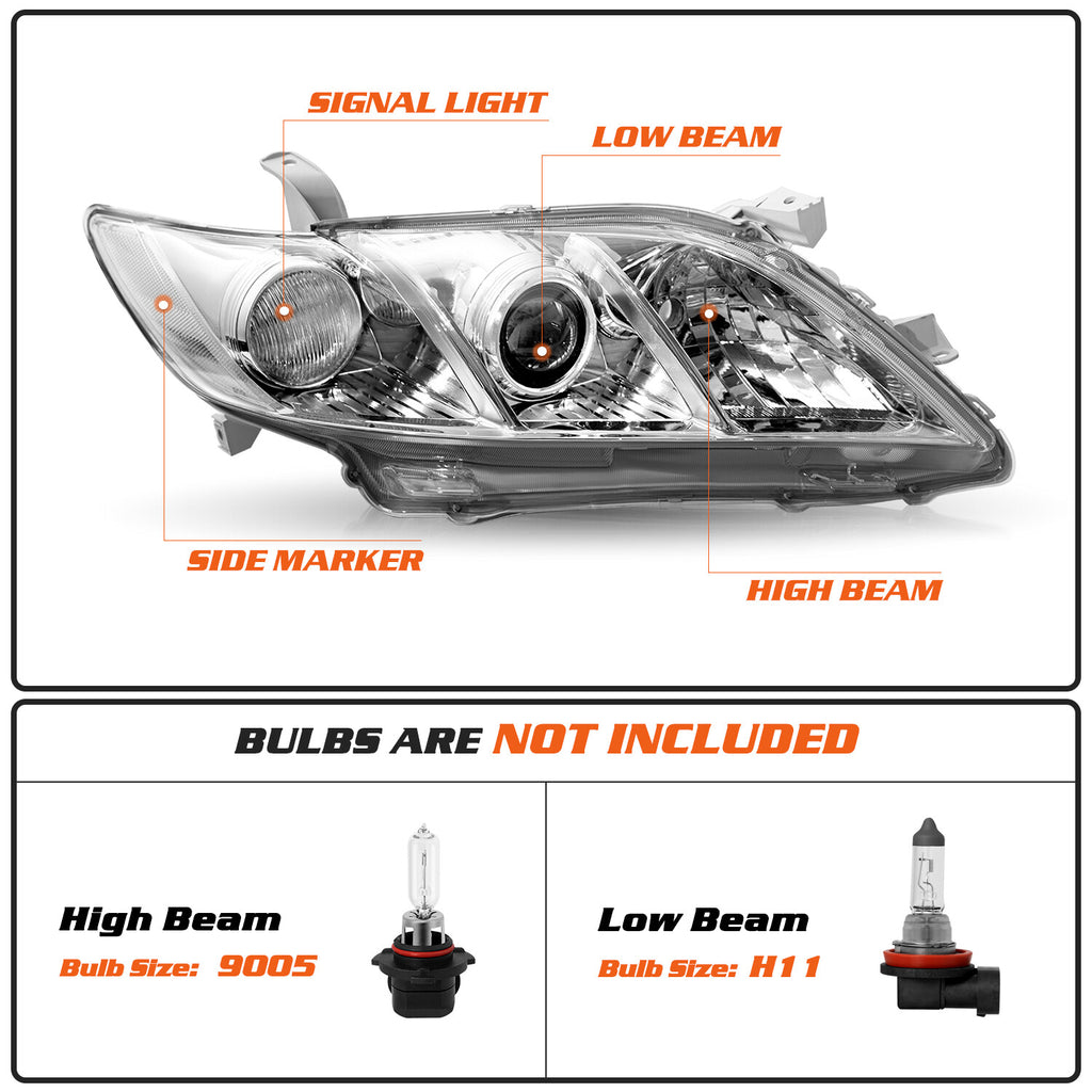 FOR 2007 2008 2009 TOYOTA CAMRY HALOGEN PROJECTOR HEADLIGHT RIGHT/PASSENGER SIDE