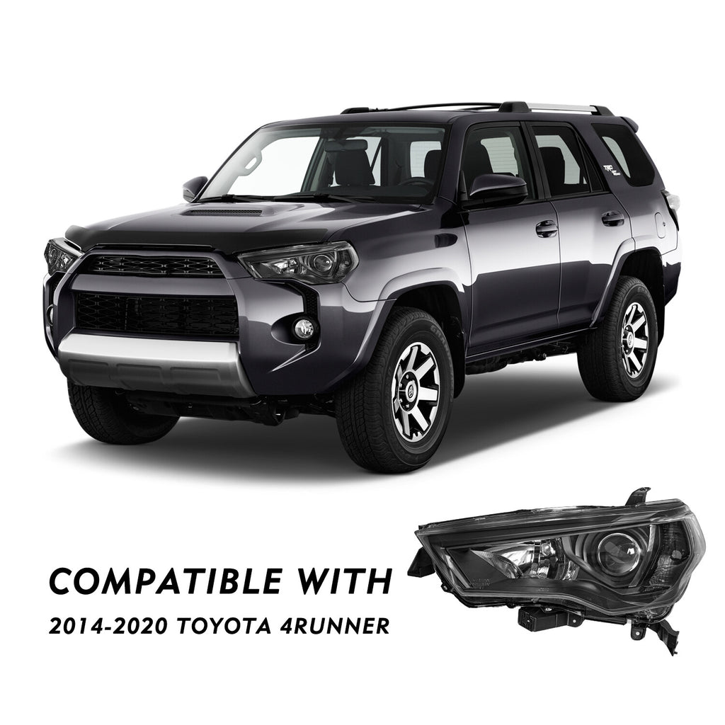 For 2014-2020 Toyota 4Runner 4DR Black Headlights Lamps Assembly LH+RH Pair