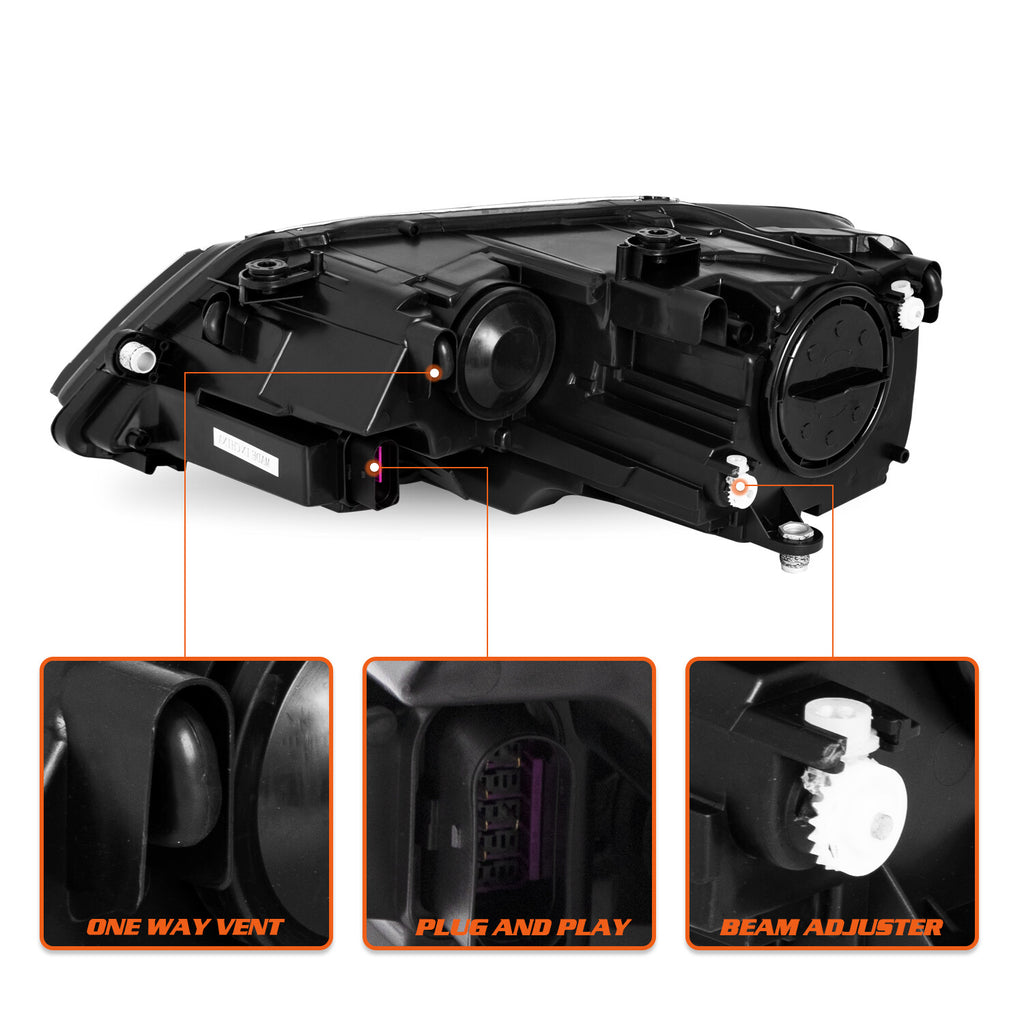 Black Amber Headlights Headlamps Assembly For 2011-2018 Volkswagen Jetta LH+RH