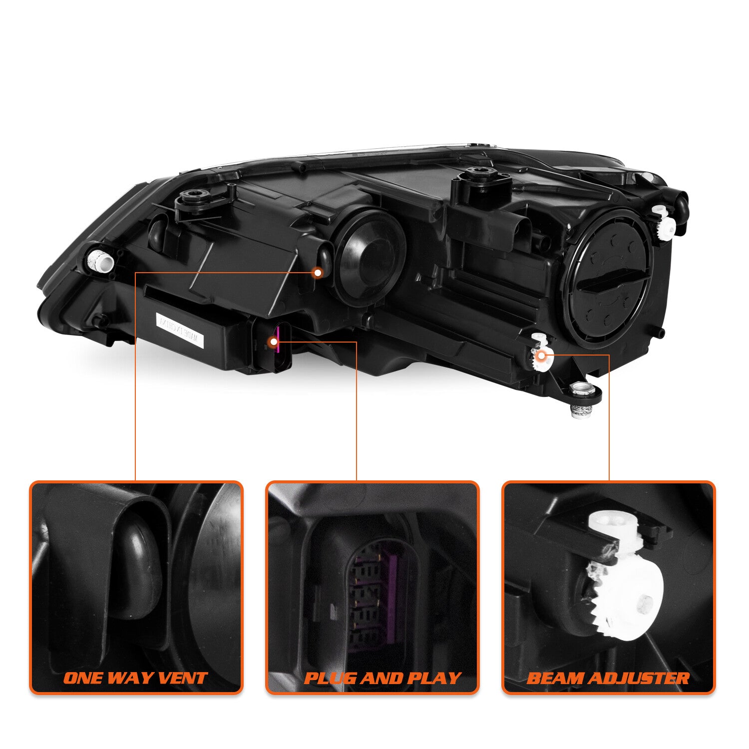 Black Amber Headlights Headlamps Assembly For 2011-2018 Volkswagen Jetta LH+RH