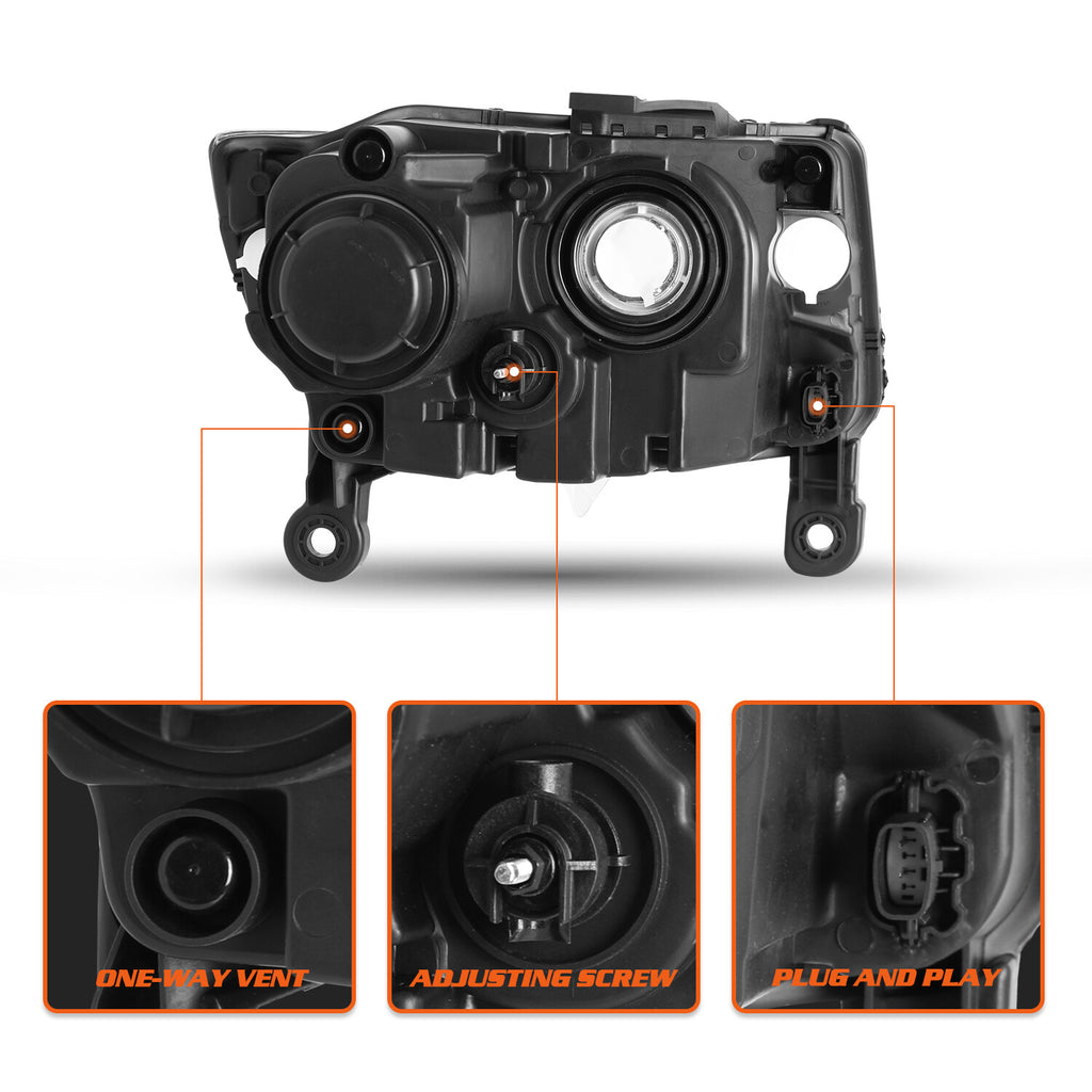 Left Driver Headlight For Jeep Grand Cherokee 2014-16 Halogen HeadLamp Assembly