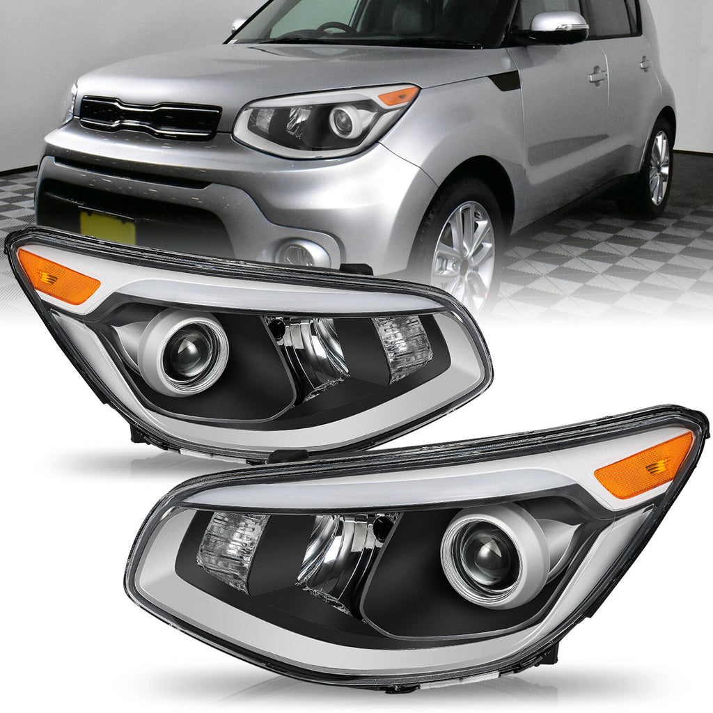 For 2014 2015 2016 Kia Soul Projector Halogen Headlights Assembly Pair 14-16