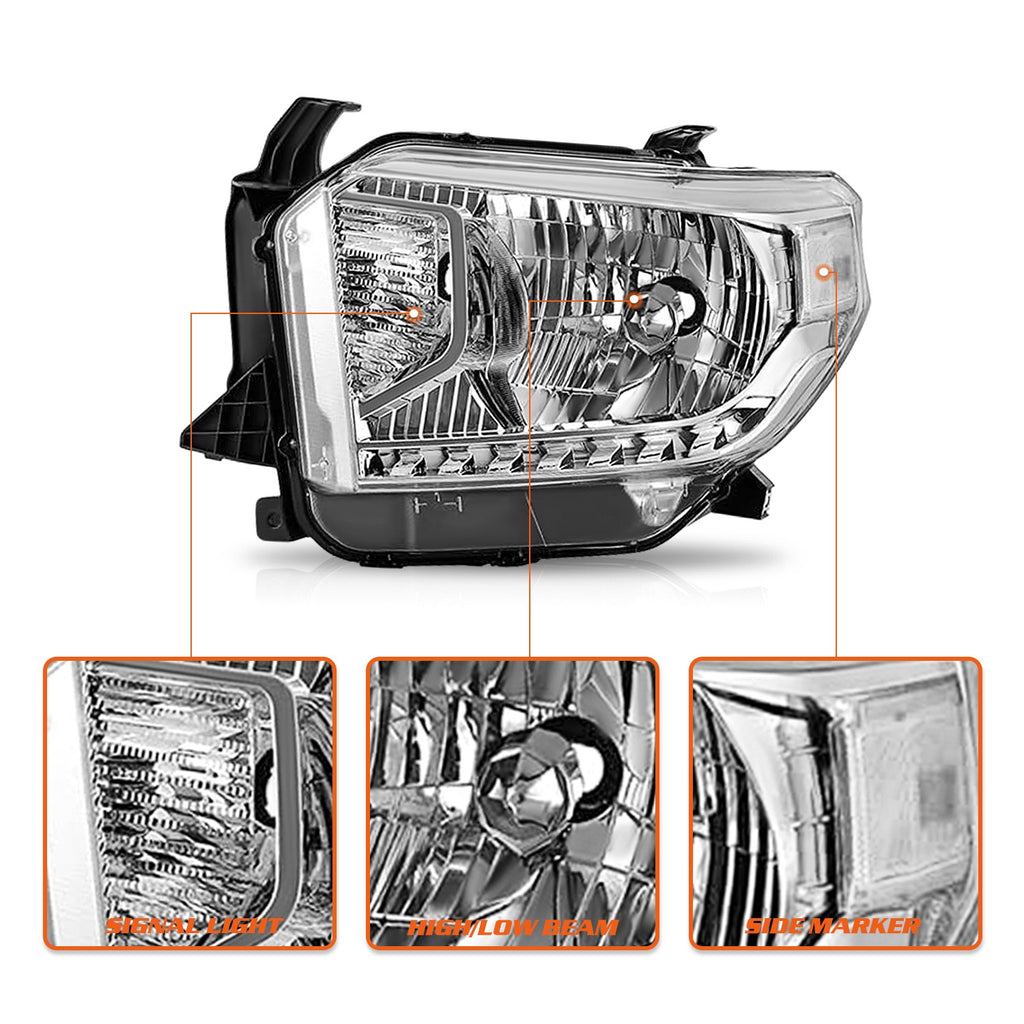 For 2014-2017 Toyota Tundra Headlight Pair With Level Adjuster 2Pc Set Headlamp