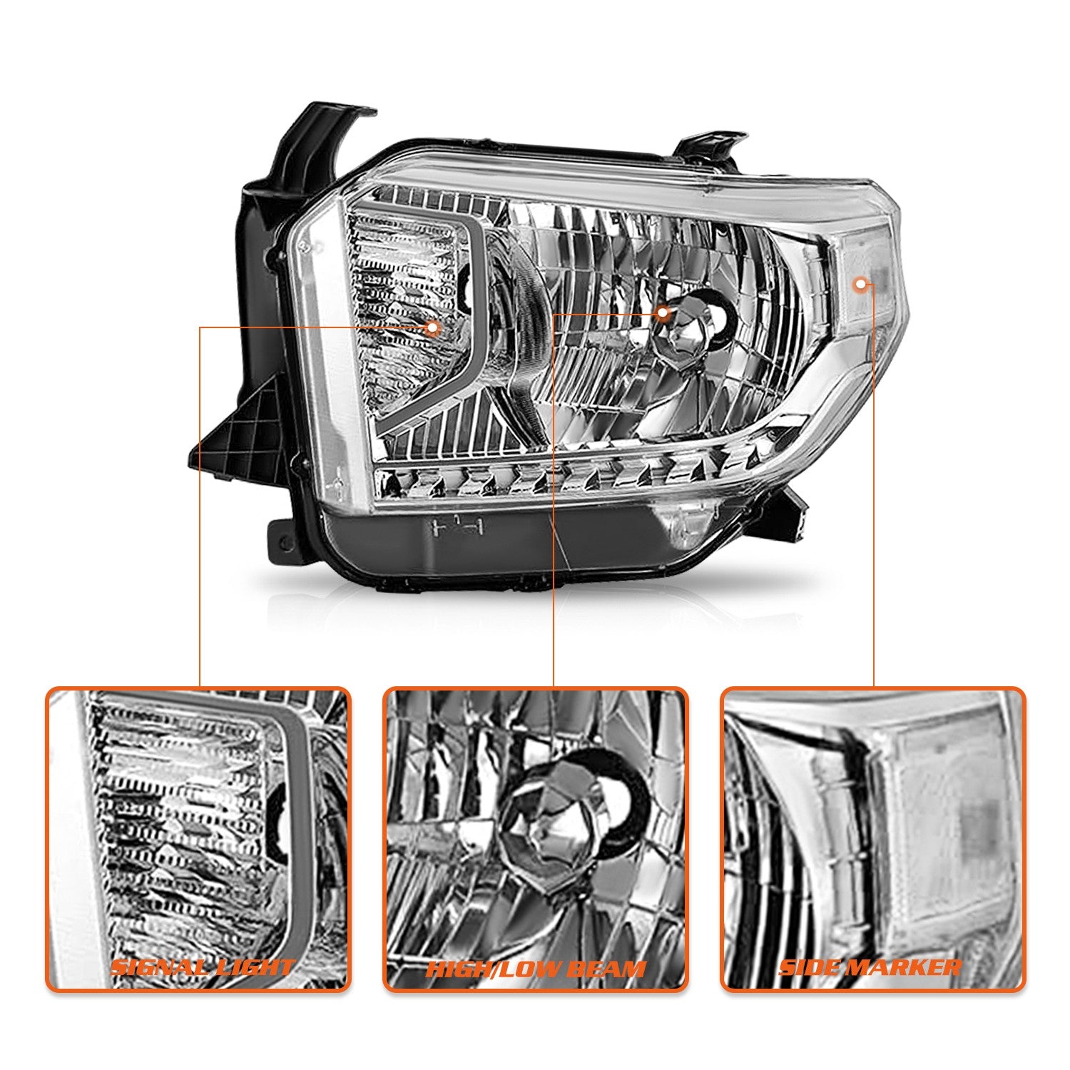 For 2014-2017 Toyota Tundra Headlight Pair With Level Adjuster 2Pc Set Headlamp