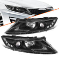 For 2011-2013 Kia Optima Halogen Black Clear Corner Headlights Assembly Pair