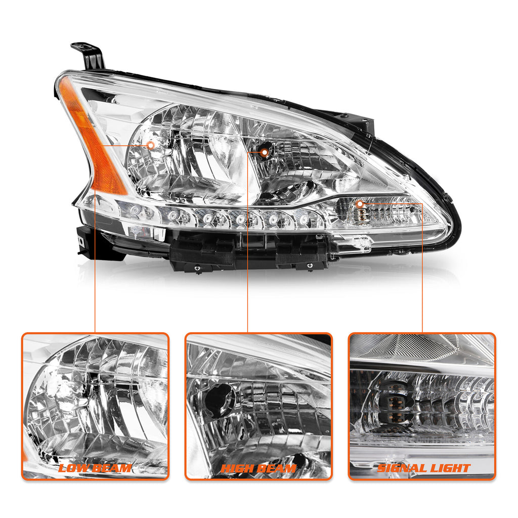 For 2013 2014 2015 Nissan Sentra Halogen Right Passenger Side Headlight Headlamp